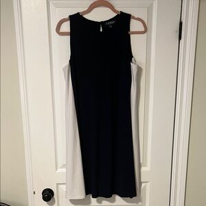 Lauren Ralph Lauren  Women's Navy Blue and White Swing Flare Dress